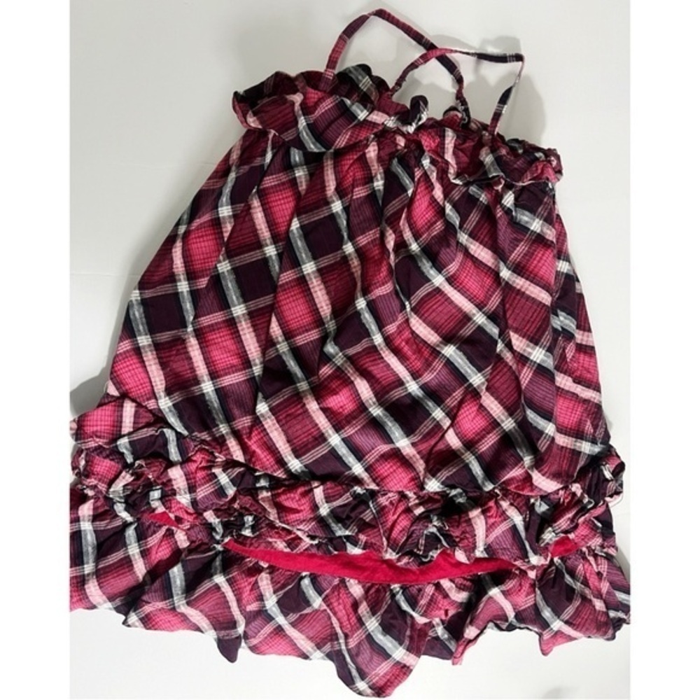 Baby Gap • Burgundy Plaid Ruffle Dress